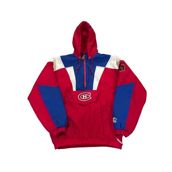 Vintage 90's Starter Montreal Canadiens NHL Pullover Puffer Jacket Red Men's XL - Picture 1 of 8